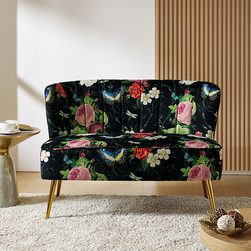 Coraline Floral Upholstered Loveseat with Tufted Back