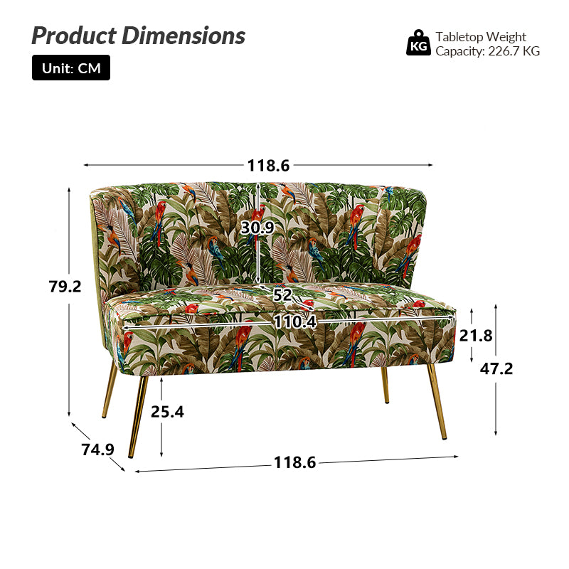 Coraline Floral Upholstered Loveseat with Tufted Back