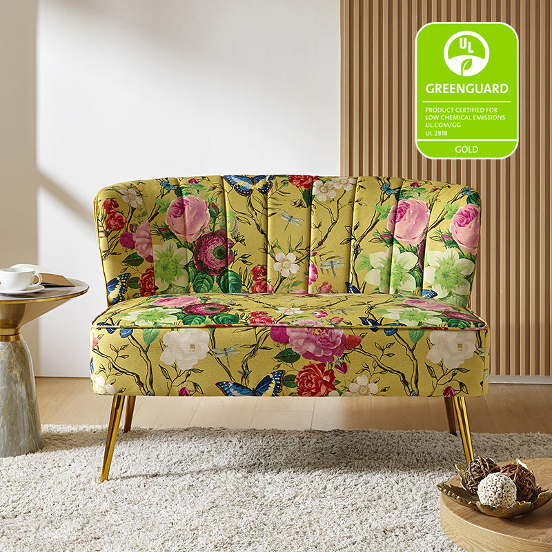 Coraline Floral Upholstered Loveseat with Tufted Back