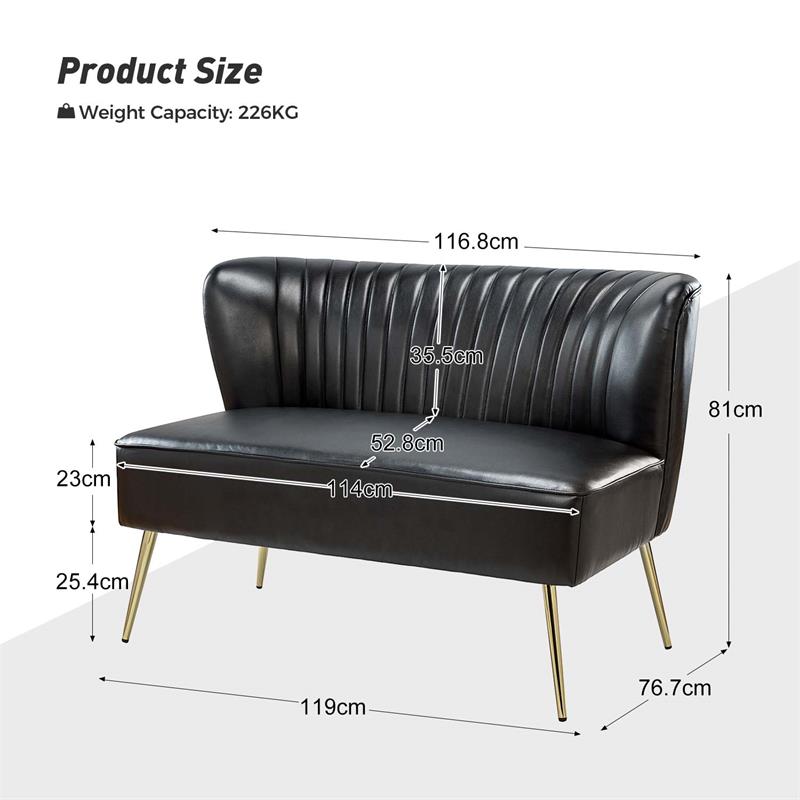 Agnes Vegan Leather Loveseat with Tufted Back