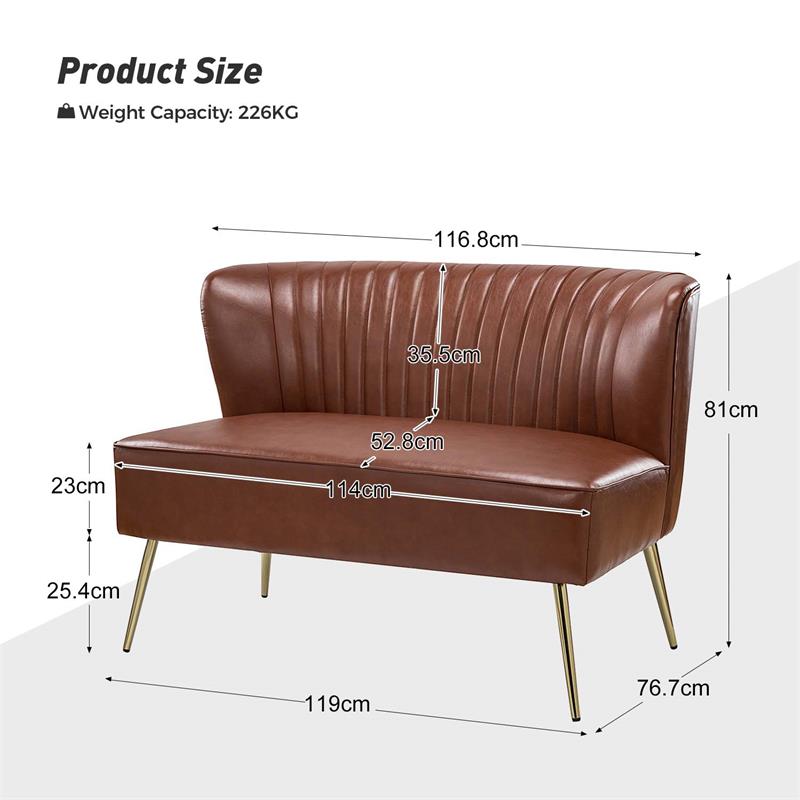 Agnes Vegan Leather Loveseat with Tufted Back