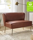 Agnes Vegan Leather Loveseat with Tufted Back