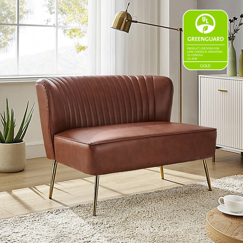 Agnes Vegan Leather Loveseat with Tufted Back
