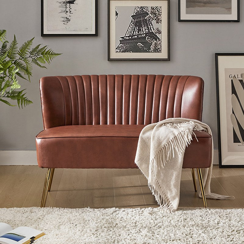 Agnes Vegan Leather Loveseat with Tufted Back