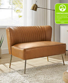 Agnes Vegan Leather Loveseat with Tufted Back