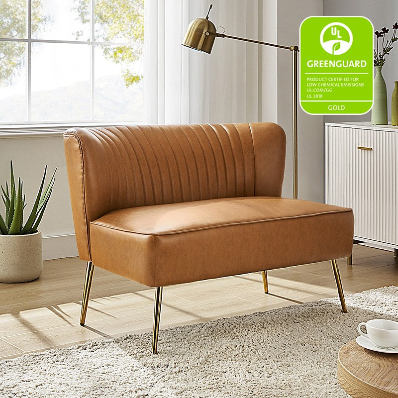 Agnes Vegan Leather Loveseat with Tufted Back