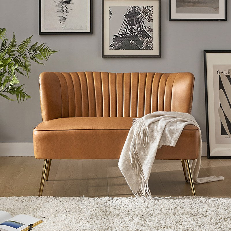Agnes Vegan Leather Loveseat with Tufted Back