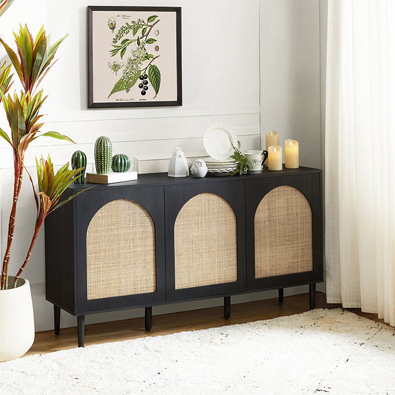 Posey 142 cm Wide Wood and Rattan Kacie Modern Sideboard