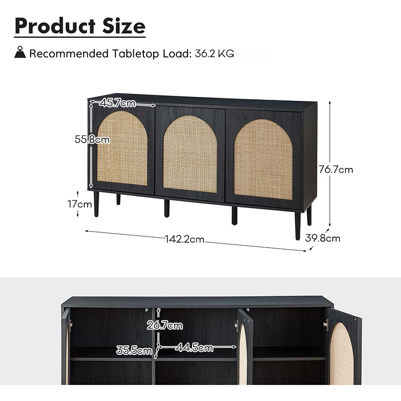 Posey 142 cm Wide Wood and Rattan Kacie Modern Sideboard