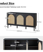 Posey 142 cm Wide Wood and Rattan Kacie Modern Sideboard