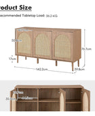 Posey 142 cm Wide Wood and Rattan Kacie Modern Sideboard