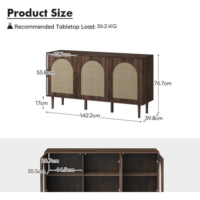 Posey 142 cm Wide Wood and Rattan Kacie Modern Sideboard