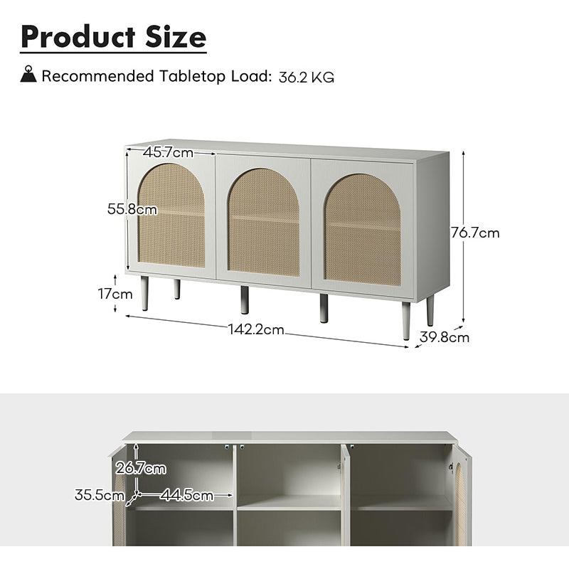 Posey 142 cm Wide Wood and Rattan Kacie Modern Sideboard