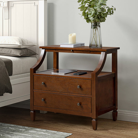 Traditional 2-Drawer Nightstand with USB & Pullout Tray