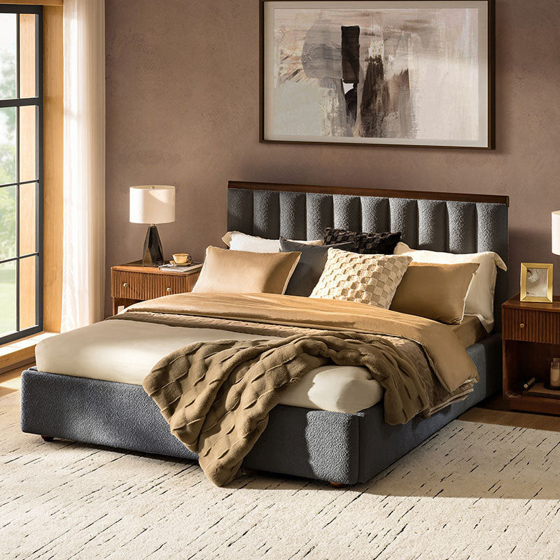 Modory Moro Upholstered Bed Frame with Modular Headboard & Side Storage