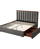 Modory Moro Upholstered Bed Frame with Modular Headboard & Side Storage