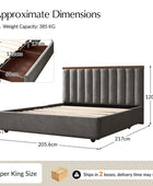 Modory Upholstered Bed Frame with Modular Headboard & Side Storage