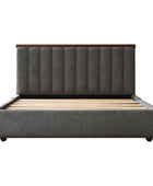 Modory Upholstered Bed Frame with Modular Headboard & Side Storage