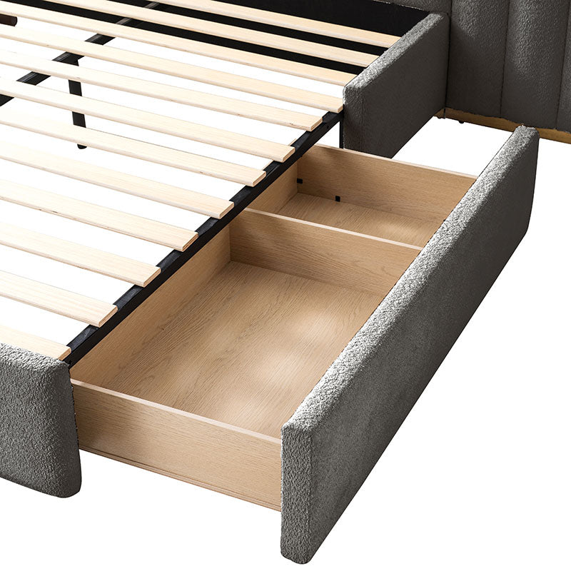 Modory Moro Upholstered Bed Frame with Modular Headboard & Side Storage