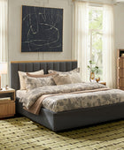 Modory Upholstered Bed Frame with Modular Headboard & Side Storage