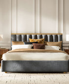 Modory Moro Upholstered Bed Frame with Modular Headboard & Side Storage