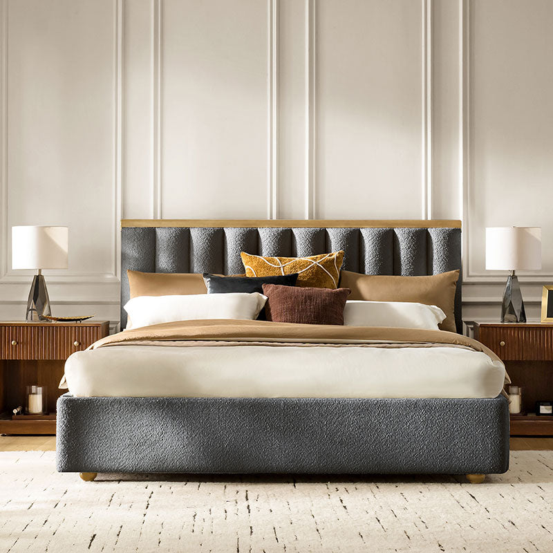 Modory Moro Upholstered Bed Frame with Modular Headboard & Side Storage