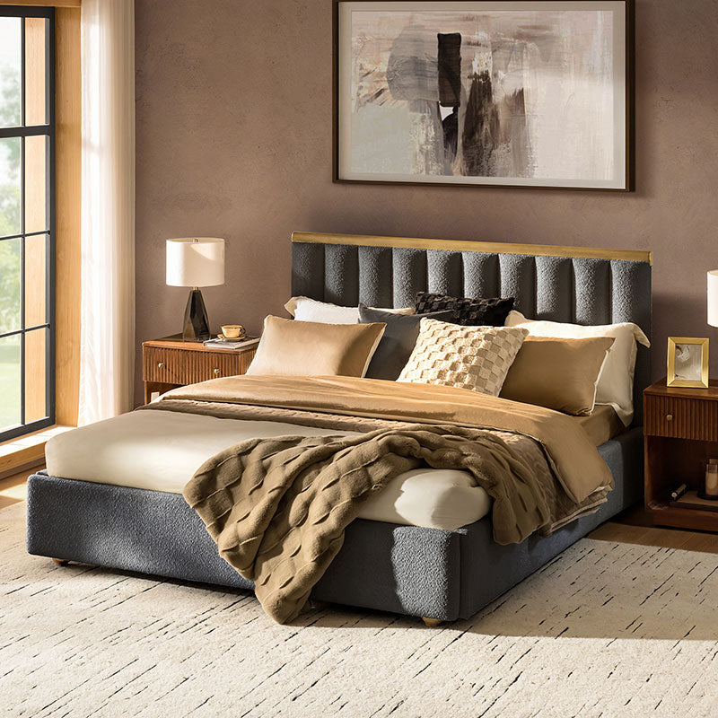 Modory Moro Upholstered Bed Frame with Modular Headboard & Side Storage