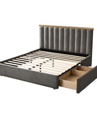 Modory Moro Upholstered Bed Frame with Modular Headboard & Side Storage