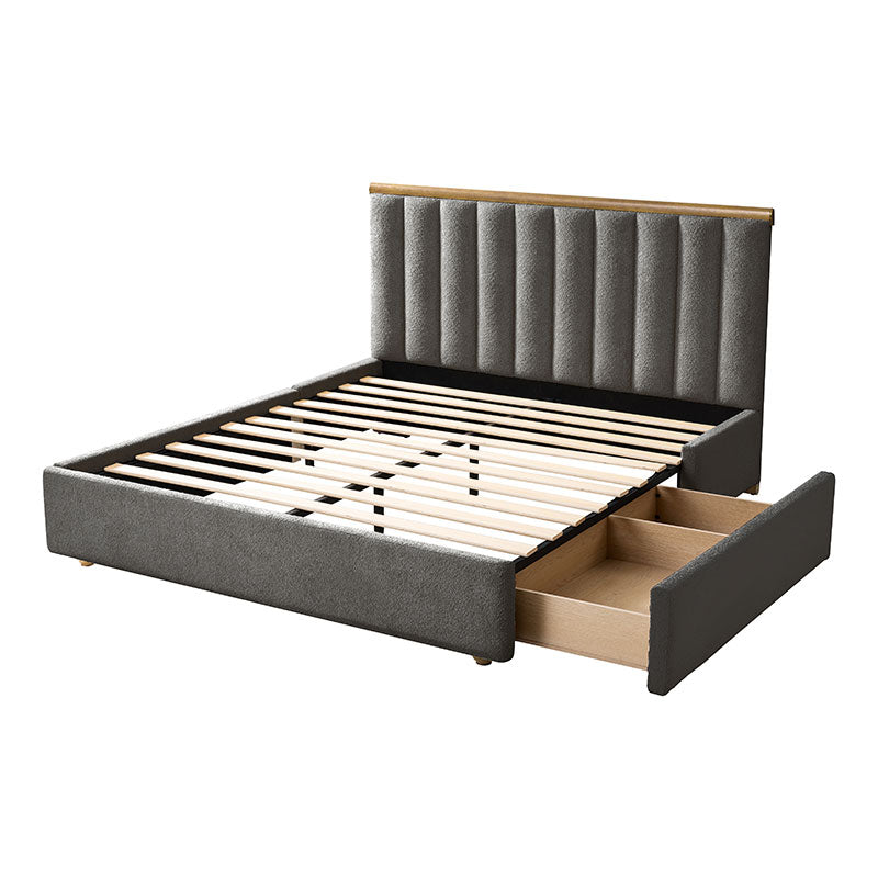Modory Moro Upholstered Bed Frame with Modular Headboard & Side Storage