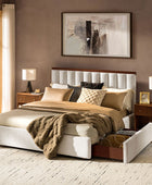 Moro Modular Modern Upholstered Bed with Wooden Slatted Border