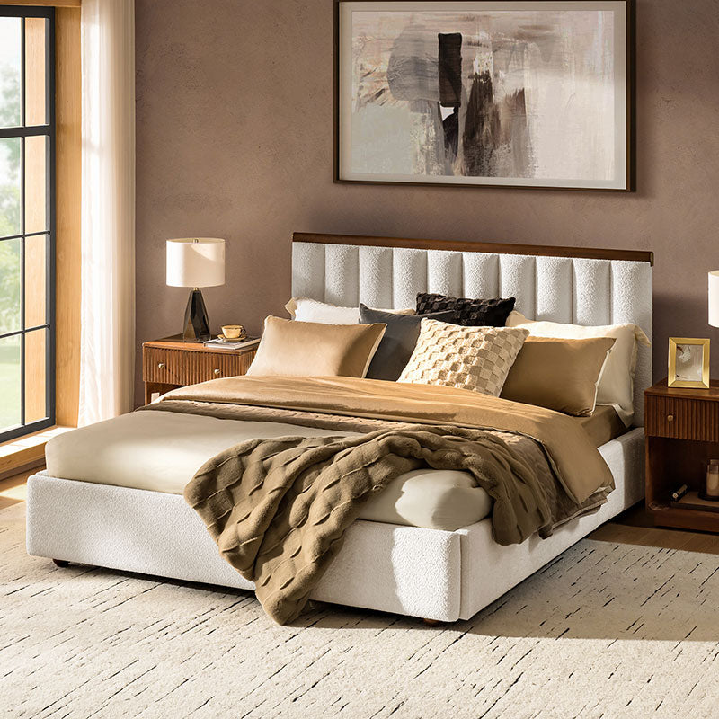 Modory Moro Upholstered Bed Frame with Modular Headboard & Side Storage