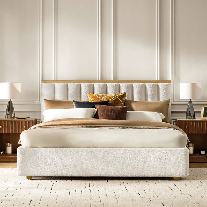 Modory Moro Upholstered Bed Frame with Modular Headboard & Side Storage