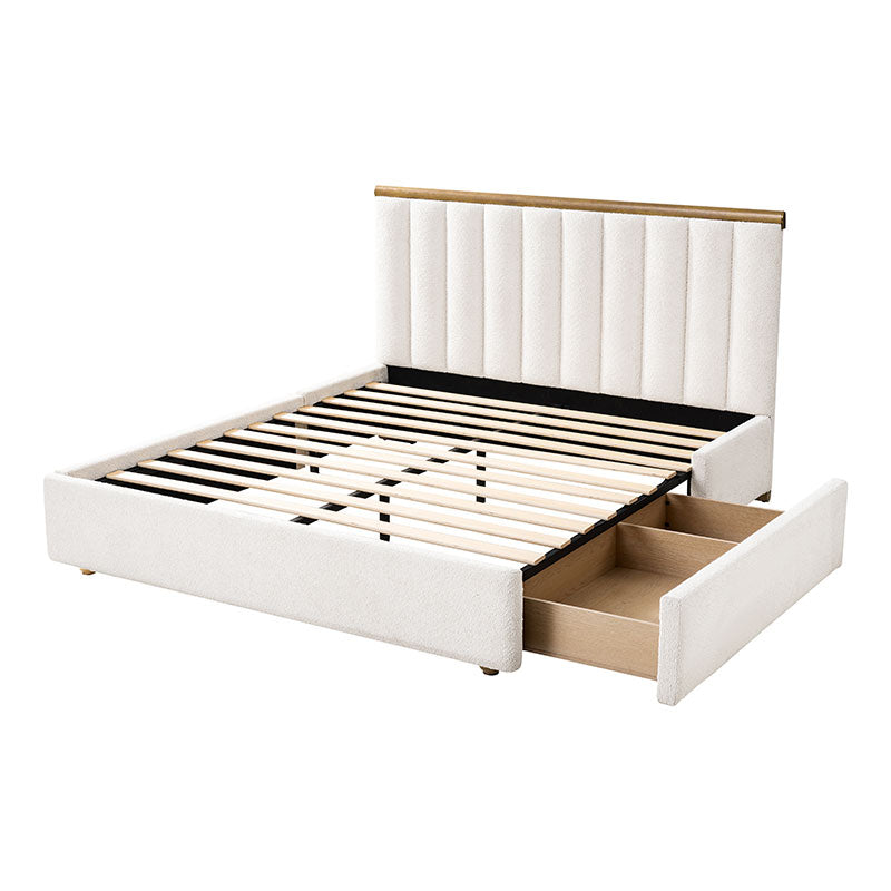 Modory Moro Upholstered Bed Frame with Modular Headboard & Side Storage