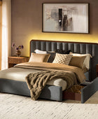 Modory Moro Upholstered Bed Frame with Modular Headboard & Side Storage