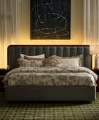 Modory Upholstered Bed Frame with Modular Headboard & Side Storage