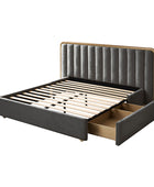 Modory Moro Upholstered Bed Frame with Modular Headboard & Side Storage