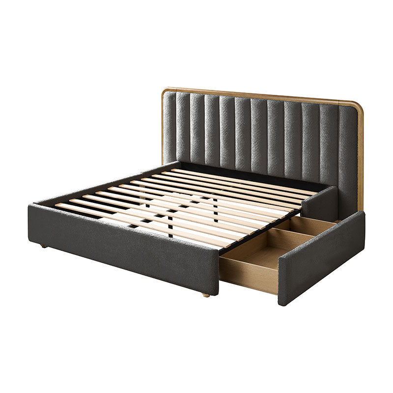 Modory Moro Upholstered Bed Frame with Modular Headboard & Side Storage