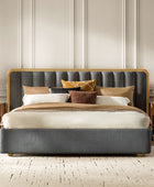 Modory Moro Upholstered Bed Frame with Modular Headboard & Side Storage