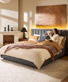 Modory Moro Upholstered Bed Frame with Modular Headboard & Side Storage