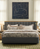Modory Upholstered Bed Frame with Modular Headboard & Side Storage