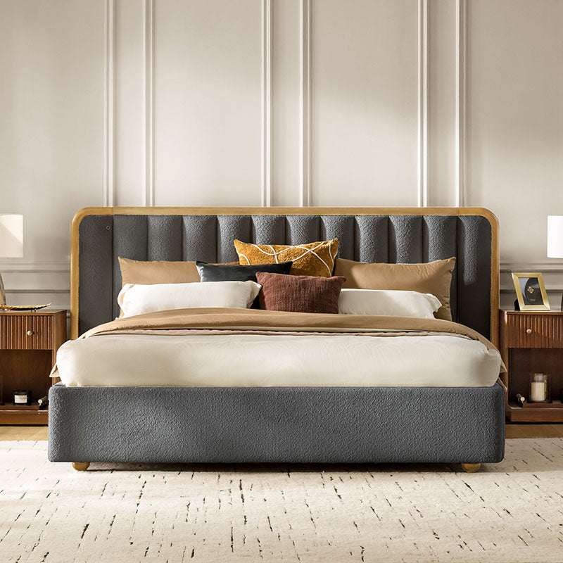Modory Moro Upholstered Bed Frame with Modular Headboard & Side Storage