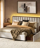 Modory Moro Upholstered Bed Frame with Modular Headboard & Side Storage