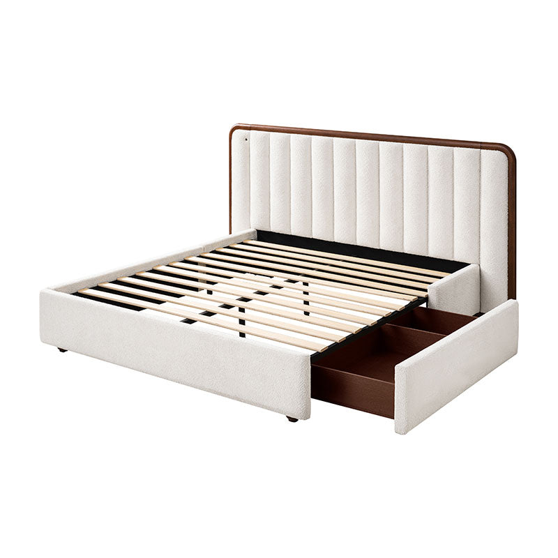 Modory Moro Upholstered Bed Frame with Modular Headboard & Side Storage