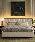 Modory Upholstered Bed Frame with Modular Headboard & Side Storage