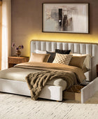 Modory Moro Upholstered Bed Frame with Modular Headboard & Side Storage