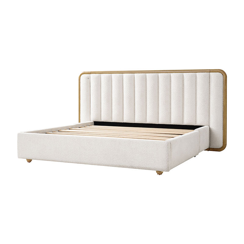 Modory Moro Upholstered Bed Frame with Modular Headboard & Side Storage