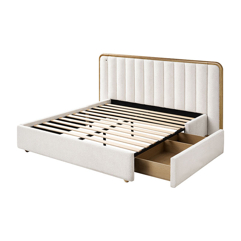 Modory Moro Upholstered Bed Frame with Modular Headboard & Side Storage