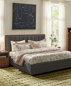 Modory Upholstered Bed Frame with Modular Headboard & Side Storage