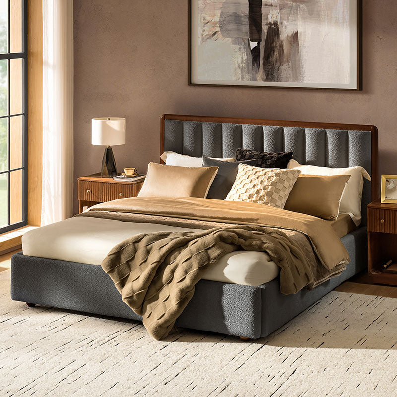 Modory Moro Upholstered Bed Frame with Modular Headboard & Side Storage