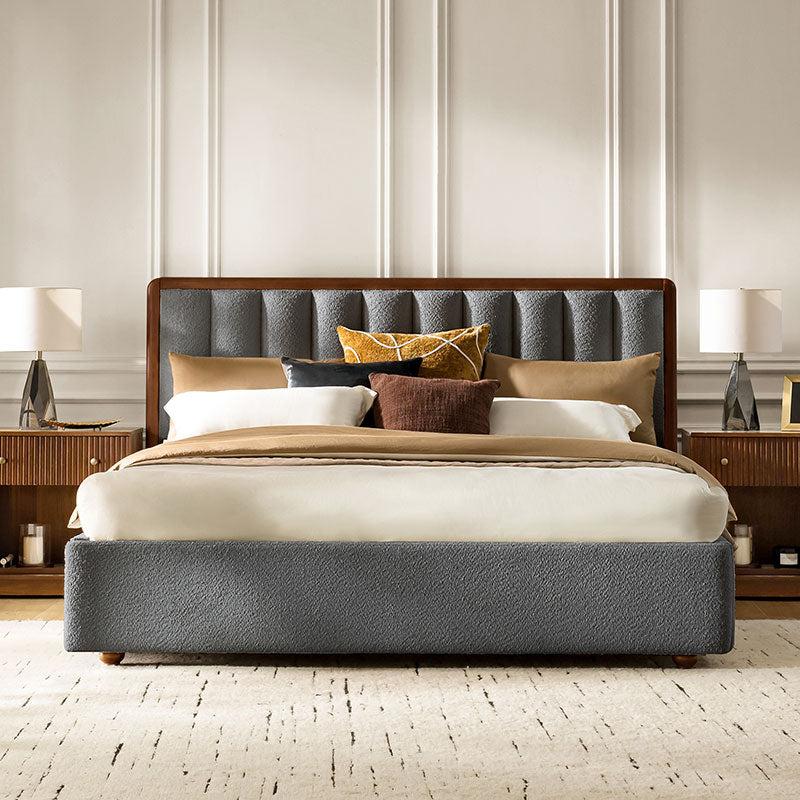 Modory Moro Upholstered Bed Frame with Modular Headboard & Side Storage
